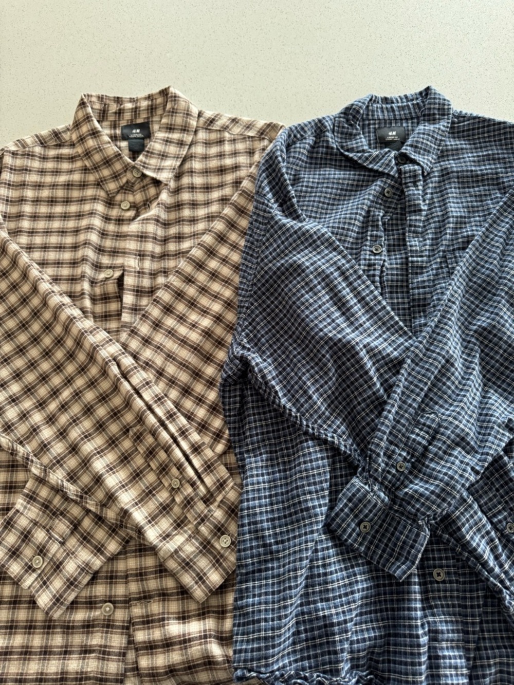 H&M Men’s Plaid Button-Down Shirt — Blue / Brown